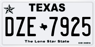 TX license plate DZE7925