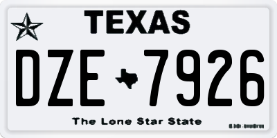 TX license plate DZE7926