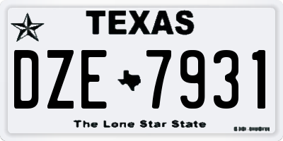TX license plate DZE7931
