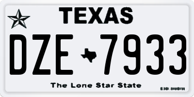 TX license plate DZE7933
