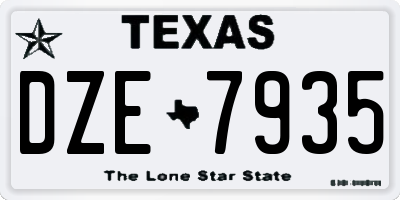 TX license plate DZE7935