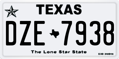 TX license plate DZE7938