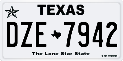 TX license plate DZE7942