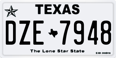 TX license plate DZE7948