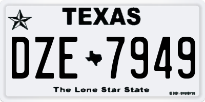 TX license plate DZE7949