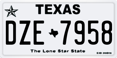 TX license plate DZE7958