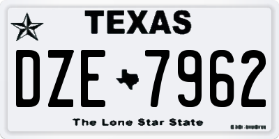 TX license plate DZE7962