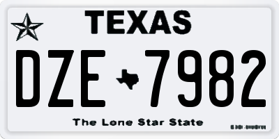 TX license plate DZE7982