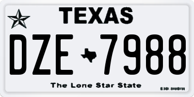 TX license plate DZE7988