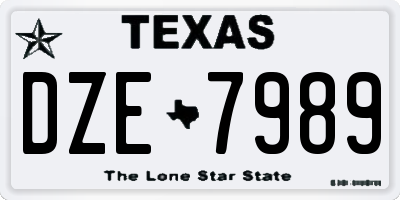 TX license plate DZE7989