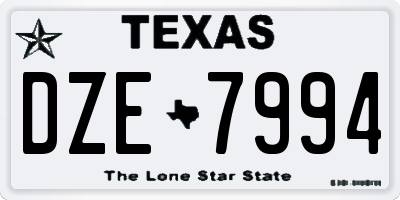 TX license plate DZE7994