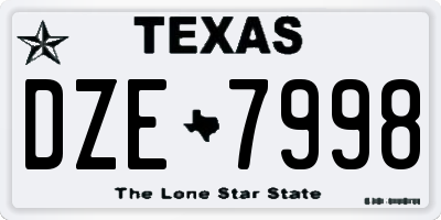 TX license plate DZE7998
