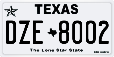 TX license plate DZE8002