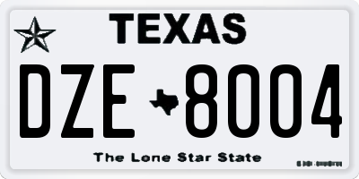 TX license plate DZE8004