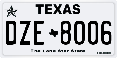 TX license plate DZE8006