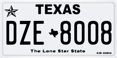 TX license plate DZE8008