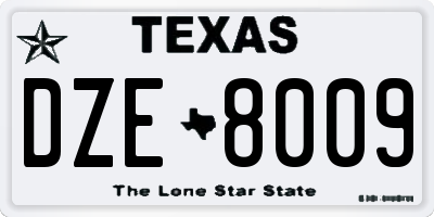 TX license plate DZE8009