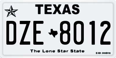 TX license plate DZE8012