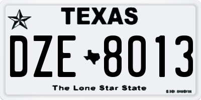 TX license plate DZE8013