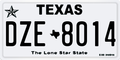 TX license plate DZE8014