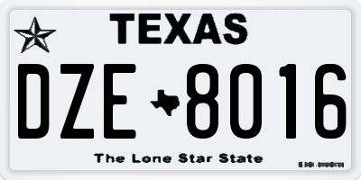 TX license plate DZE8016