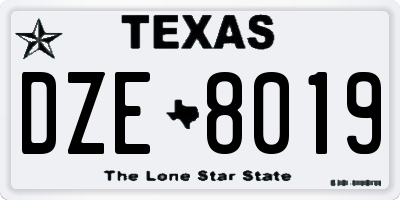 TX license plate DZE8019