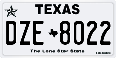 TX license plate DZE8022