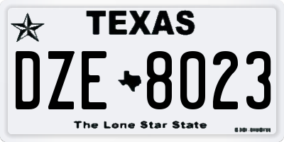 TX license plate DZE8023