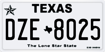 TX license plate DZE8025