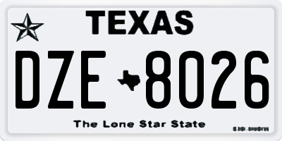 TX license plate DZE8026