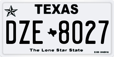 TX license plate DZE8027