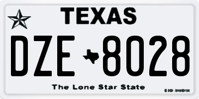 TX license plate DZE8028