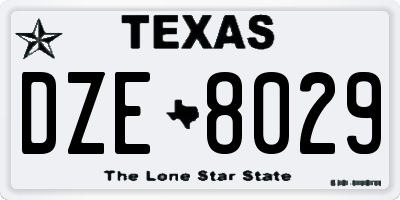 TX license plate DZE8029