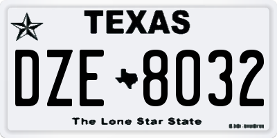 TX license plate DZE8032