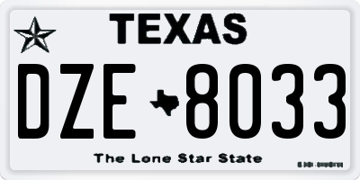 TX license plate DZE8033
