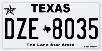 TX license plate DZE8035