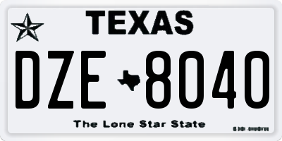 TX license plate DZE8040