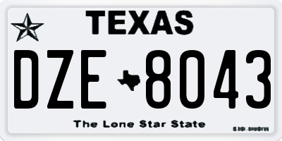 TX license plate DZE8043