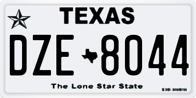 TX license plate DZE8044