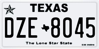 TX license plate DZE8045