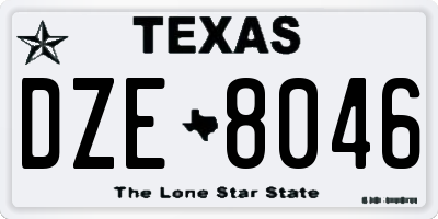 TX license plate DZE8046