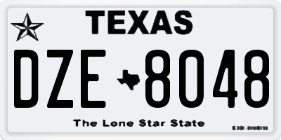 TX license plate DZE8048
