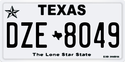TX license plate DZE8049