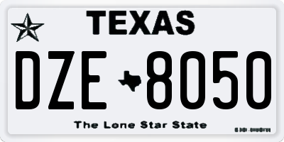 TX license plate DZE8050