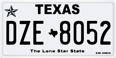 TX license plate DZE8052