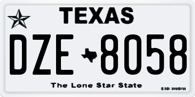 TX license plate DZE8058