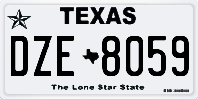 TX license plate DZE8059