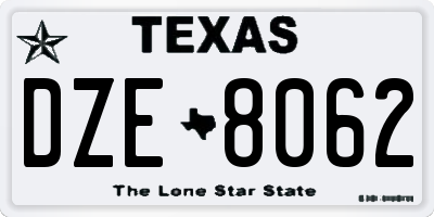 TX license plate DZE8062