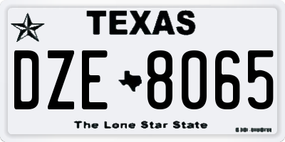 TX license plate DZE8065