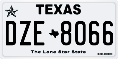 TX license plate DZE8066